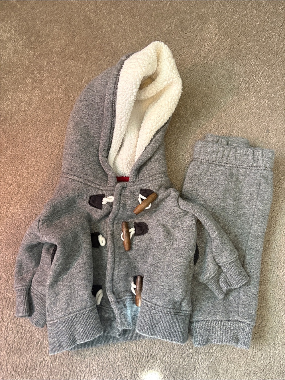 Carter's Grey Sherpa-Lined Hoodie and Joggers Set